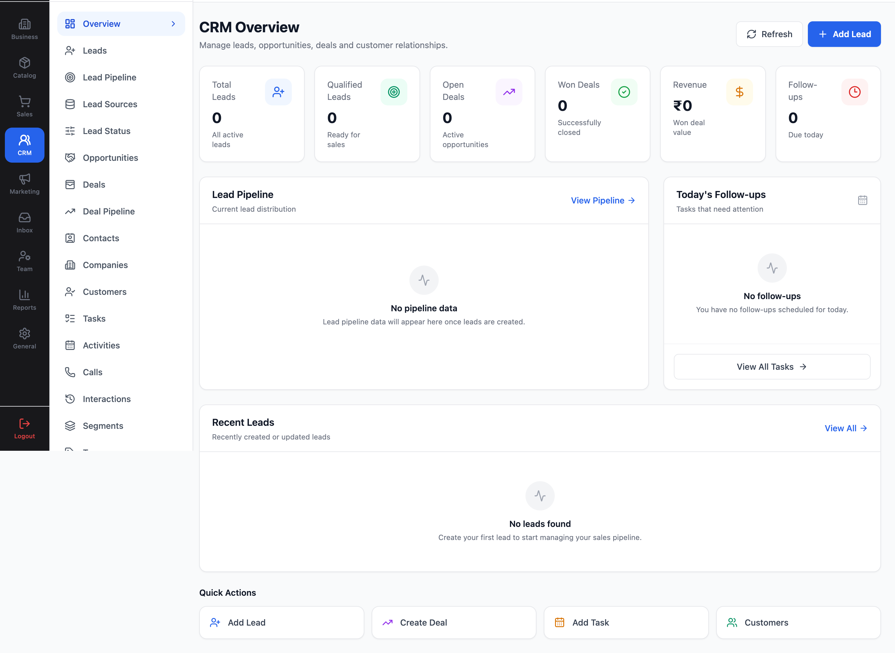 Brielix CRM Dashboard Overview